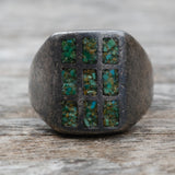 Vintage Sterling Crushed Turquoise Inlay Ring 8