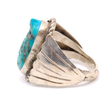 Vintage Sterling Turquoise Ribbed Band Ring 10