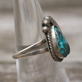 Vintage Sterling Turquoise Feather Ring 6.75