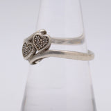 Vintage Sterling Double Heart Marcasite Ring 6