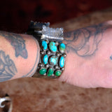 1950's Vintage Sterling 18 Stone Turquoise Watch Cuff