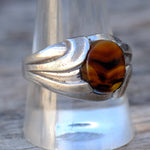 Vintage Sterling Agate Signet Ring 11.75