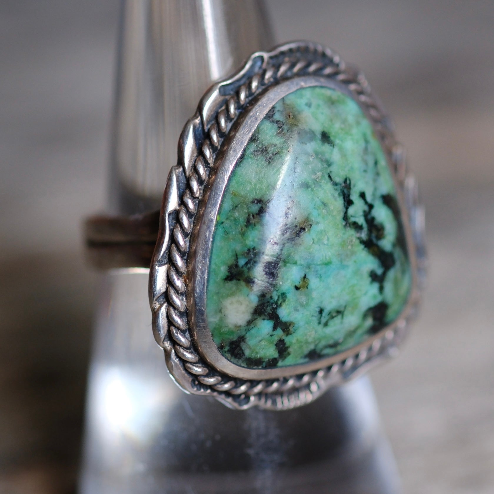 Vintage Sterling Turquoise Roper Ring 7