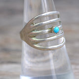 Vintage Sterling Turquoise Sandcast Ring 7.5