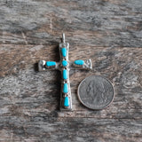 Vintage Sterling 7-Stone Coral  Cross Necklace