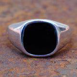 Vintage Sterling Onyx Signet Ring 10