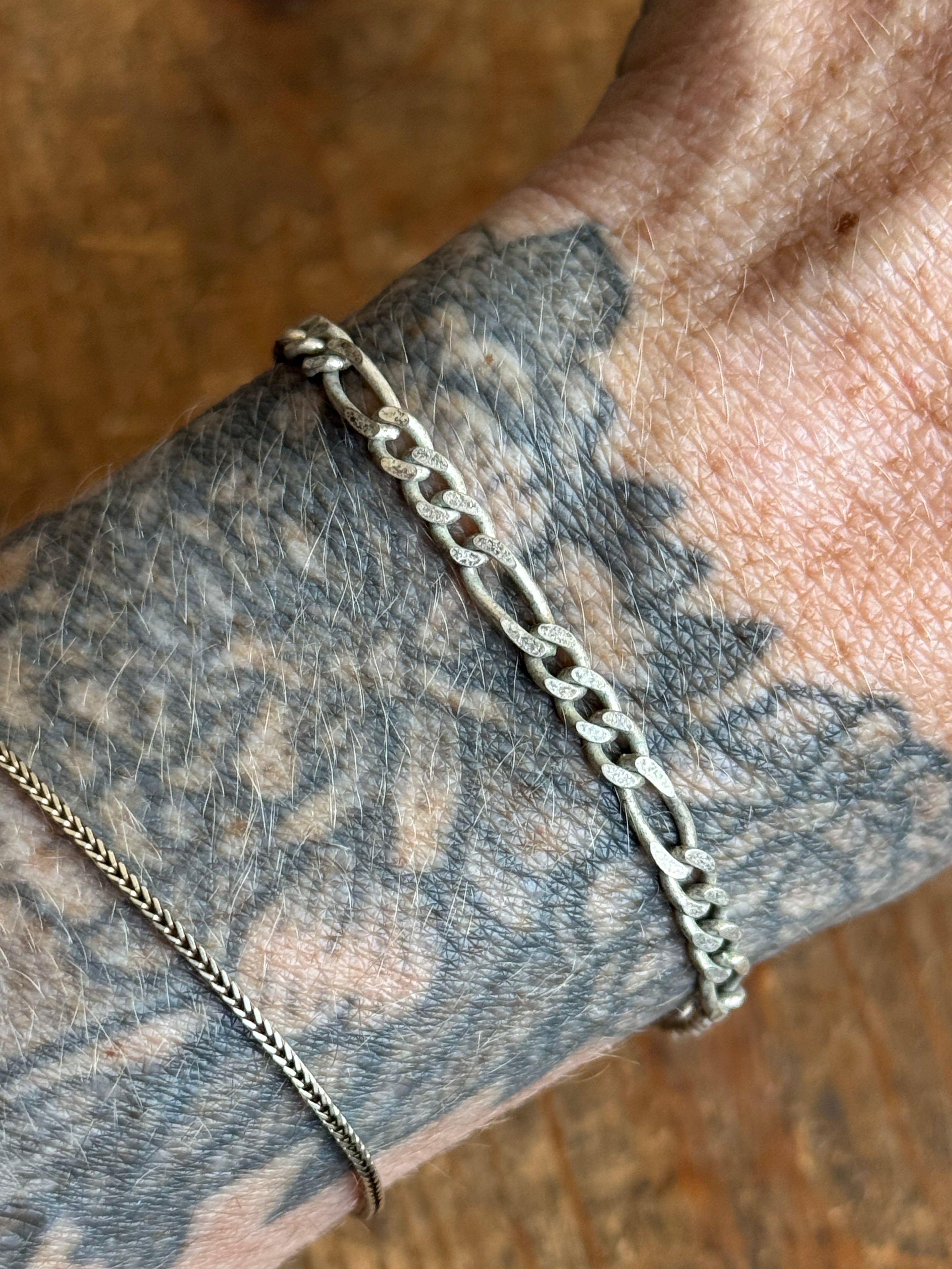 Vintage Sterling Silver 6.75” Figaro Chain Bracelet