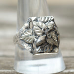 Vintage Sterling Silver Leaf Signet Ring 11.75