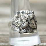 Vintage Sterling Silver Leaf Signet Ring 11.75