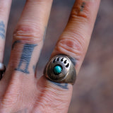 Vintage Sterling Turquoise Bear Paw Ring 10