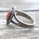 Vintage Sterling Coral Stamped Band Ring 5