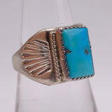 Vintage Sterling Turquoise Stamped Band Ring 8