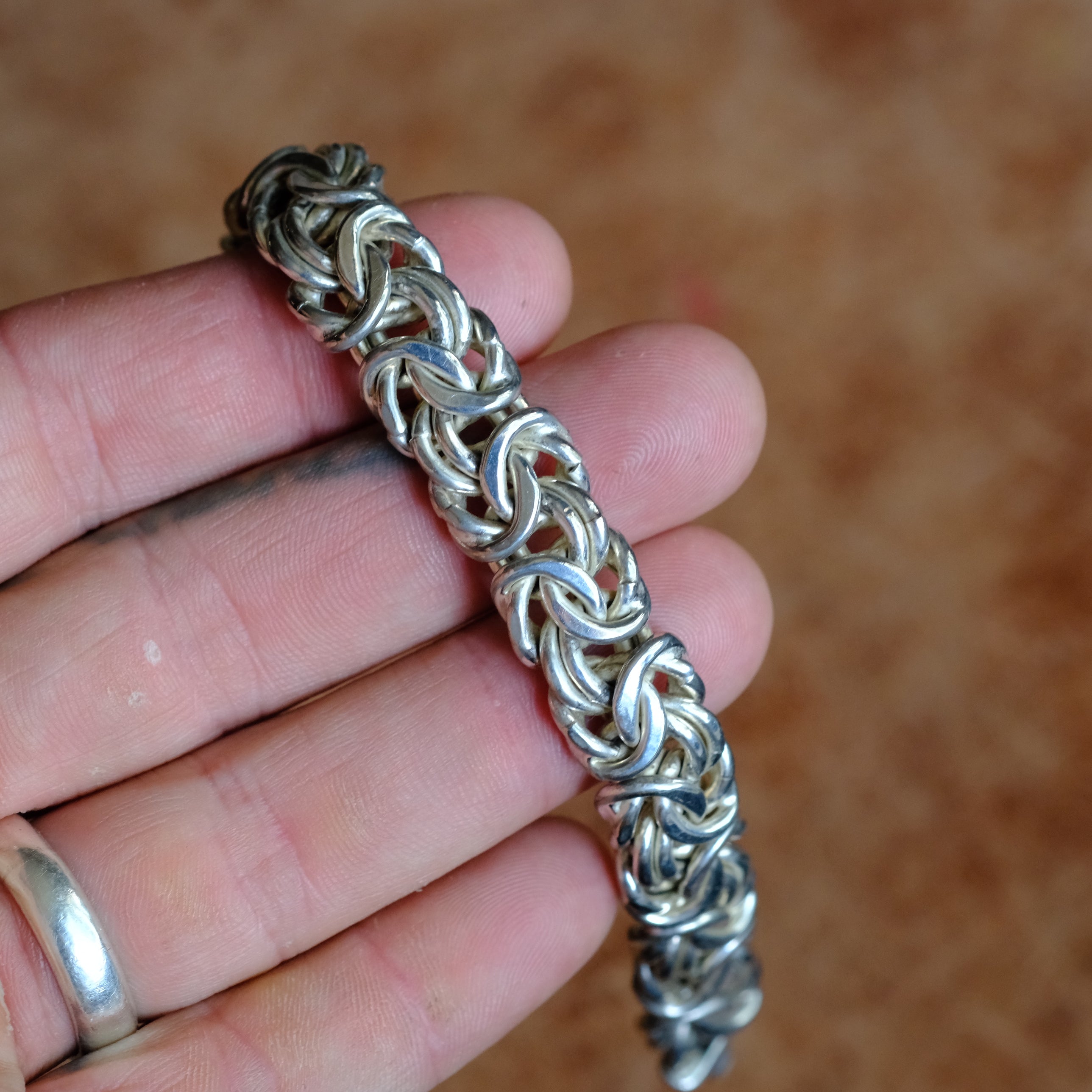 Vintage Sterling Silver Woven Link Bracelet