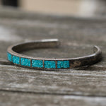 Vintage Sterling Crushed Turquoise Inlay Cuff