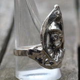 Vintage White Bronze Biker Ring 12