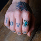 Vintage Sterling Turquoise Ring 7.75