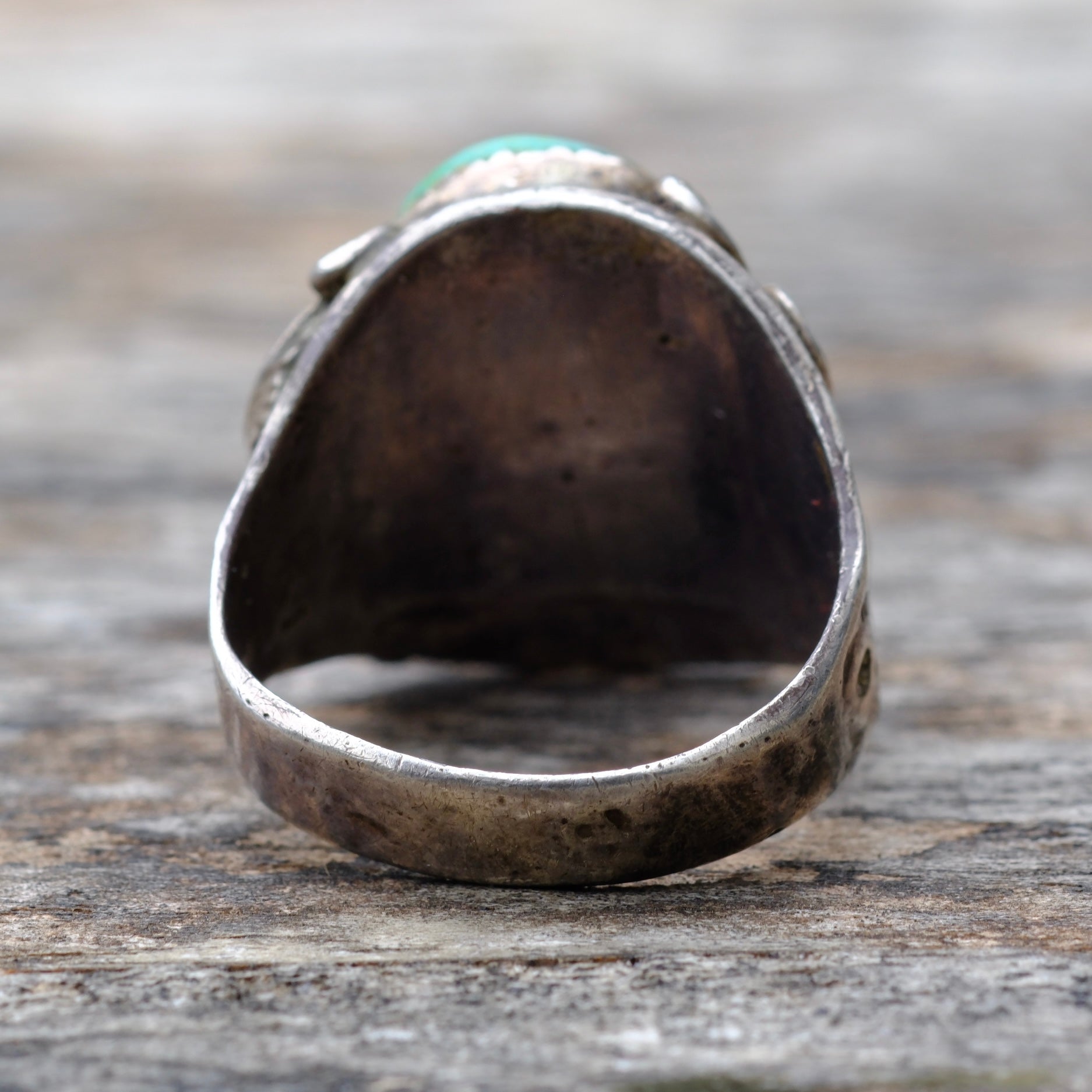Vintage Sterling Turquoise Feather Ring 9.25