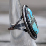 Vintage Sterling Turquoise Roper Ring 5.5