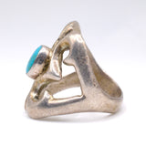 Vintage Sterling Turquoise Sandcast Ring 9.25