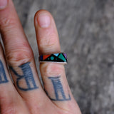 Vintage Sterling Multistone Inlay Band  Ring 5.75