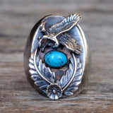 Vintage Sterling Turquoise Eagle Ring 11