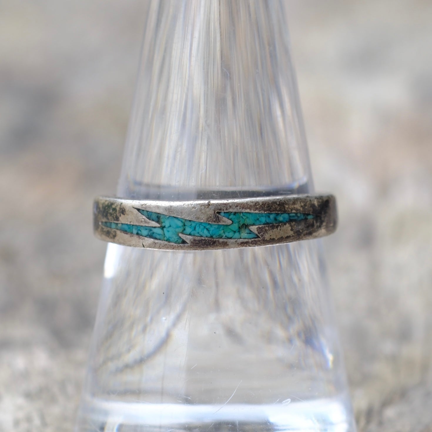 Vintage Sterling Turquoise Inlay Band 8