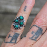 Vintage Sterling Turquoise Cluster Ring 3.5