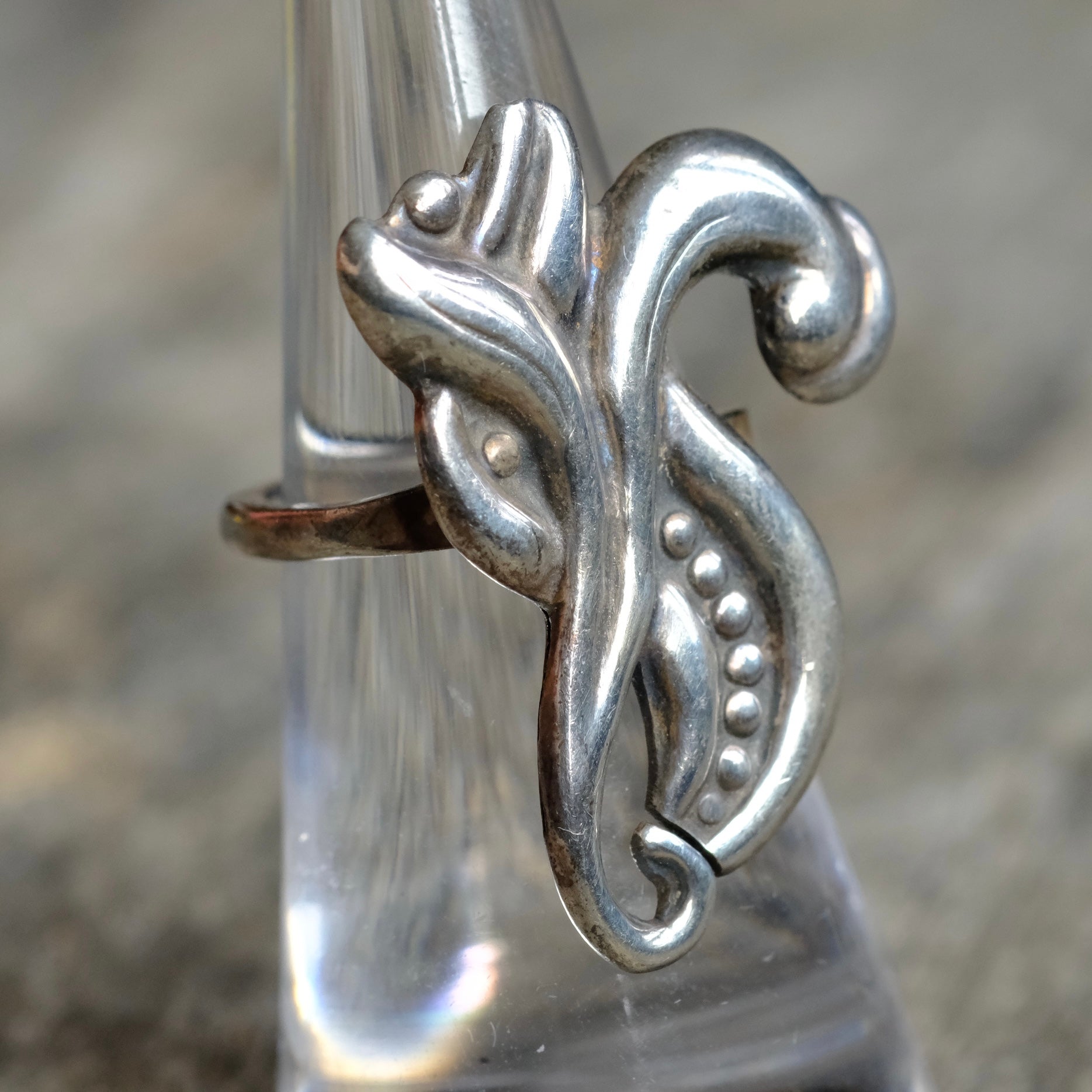 Vintage Sterling Abstract Ring 5.5
