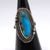 Vintage Sterling Turquoise Roper Ring 6.5