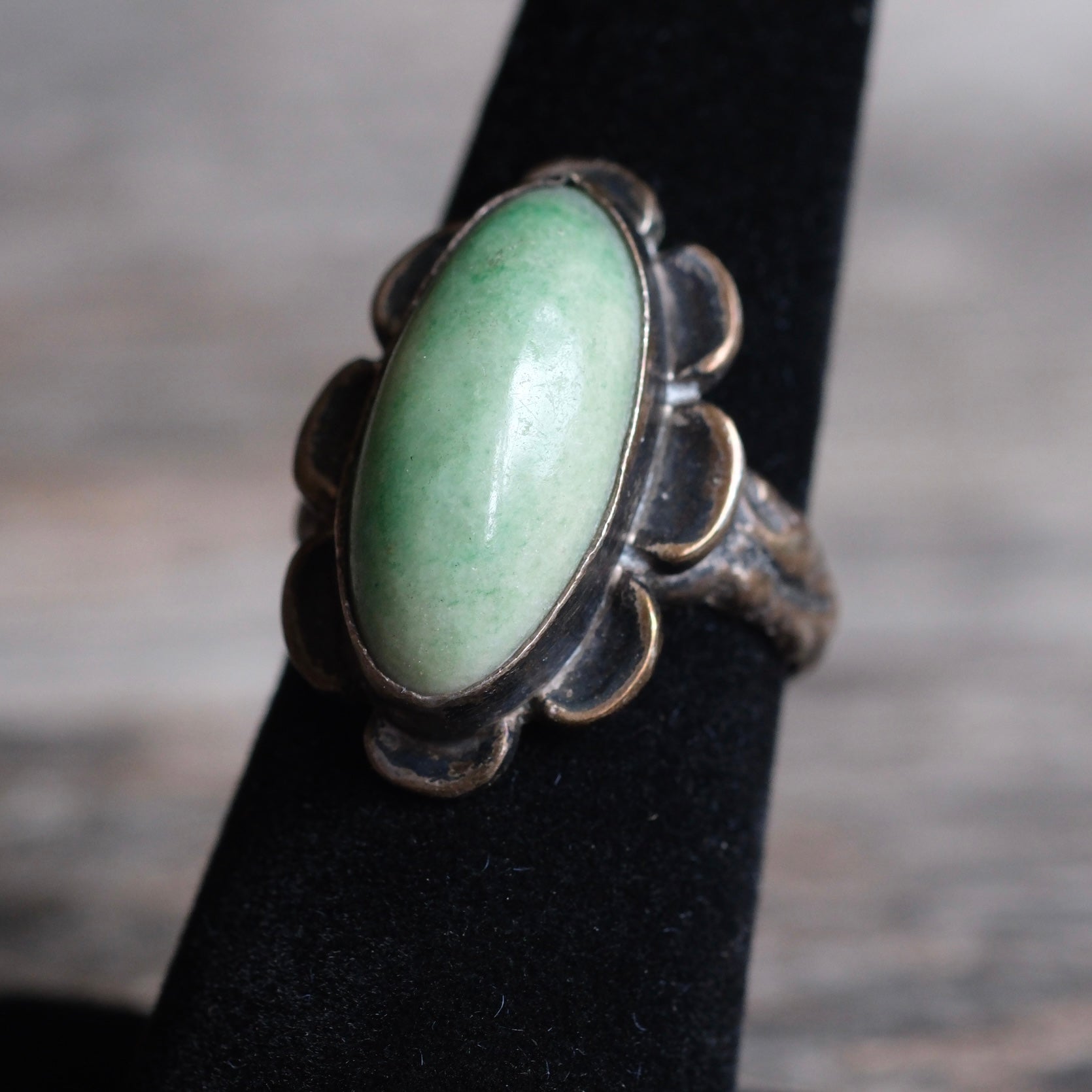 Vintage Sterling Turquoise Florette Ring 6.75