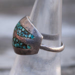 Vintage Sterling Turquoise Chip Inlay Ring 7