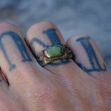 Vintage Sterling Green Turquoise Band Ring 8.25