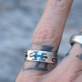 Vintage Sterling Inlay Lizard Band 7