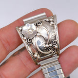 Vintage Sterling Blossom Feather Watch Band