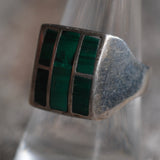 Vintage Sterling malachite Inlay Ring 8.5
