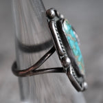 Vintage Sterling Turquoise Feather Ring 5.5