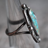 Vintage Sterling Turquoise Feather Ring 5.5