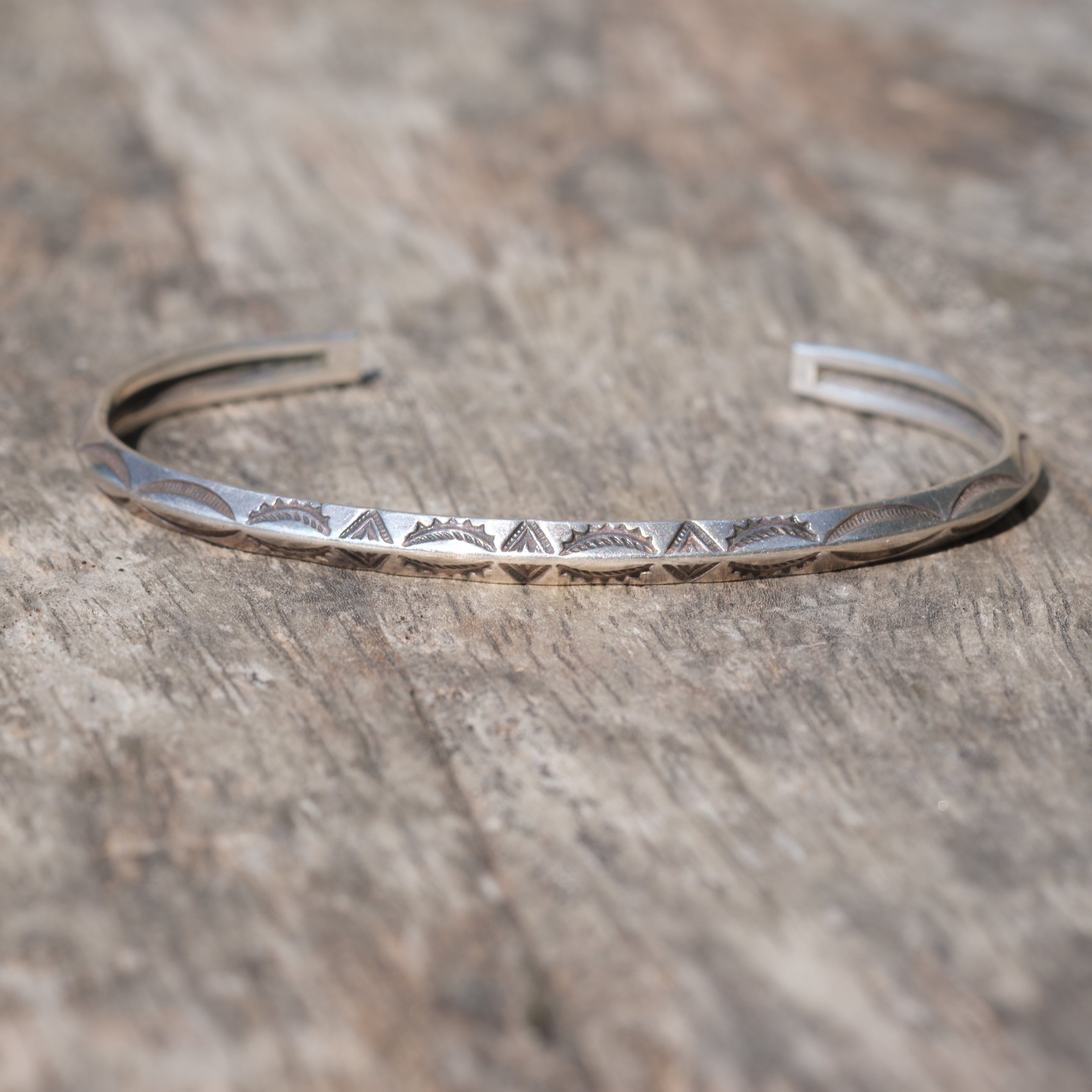 Vintage Sterling Silver Stamped Triangle Cuff