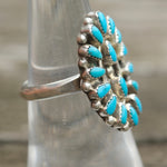 Vintage Sterling Turquoise Cluster Ring 6.5