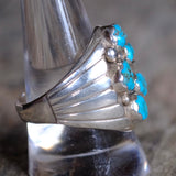 Vintage Sterling 5-Stone Turquoise Cluster Ring 10.5