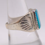 Vintage Sterling Turquoise Stamped Band Ring 9.75