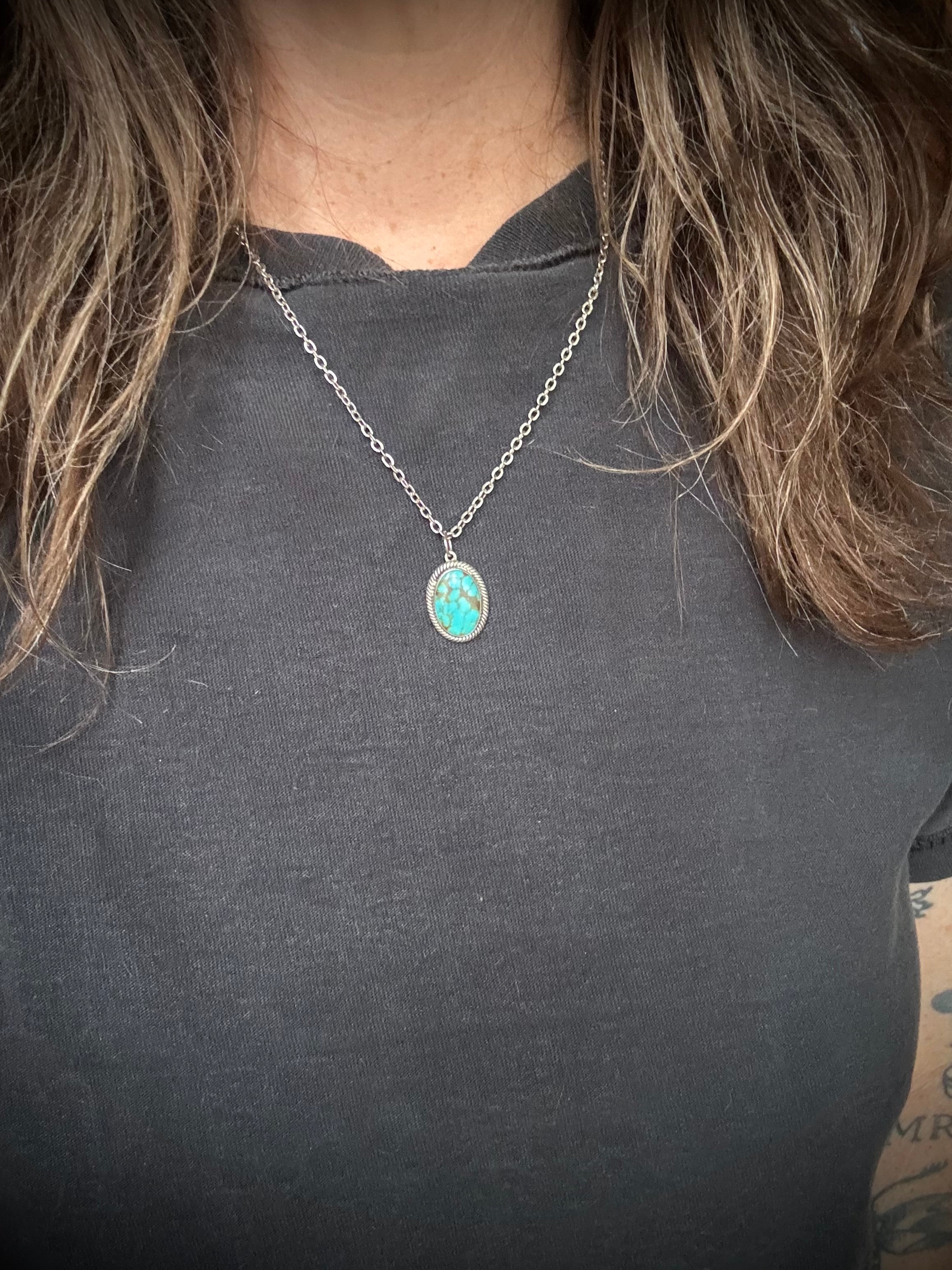 Vintage Sterling Silver Turquoise Necklace