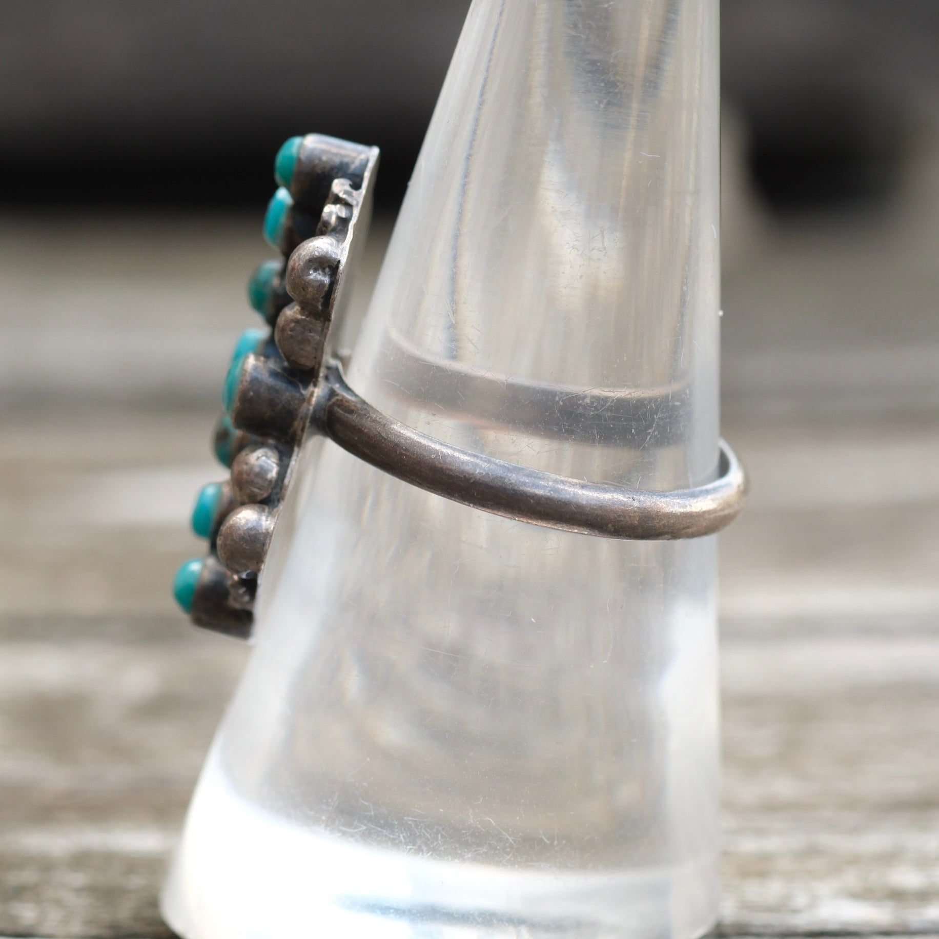 Vintage Sterling Turquoise Cluster Ring 7.75