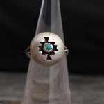 Vintage Sterling Turquoise Shadowbox Ring 4.75