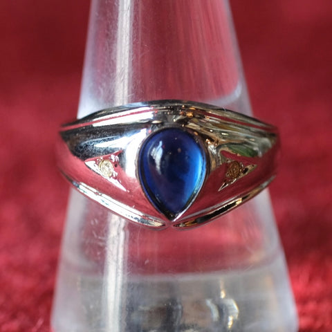Vintage Plated Blue Gem Deco Ring 10