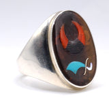 Vintage Sterling Zuni Inlay Shriners Ring 11.25