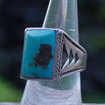 Vintage Sterling Turquoise Trading Post Ring 9