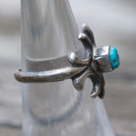 Vintage Sterling Turquoise Sandcast Ring 6.25