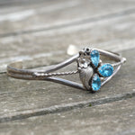 Vintage Sterling Blue Gem Feather Cuff