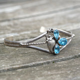 Vintage Sterling Blue Gem Feather Cuff